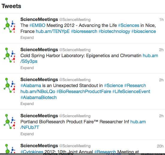 Science meetings twitter feed