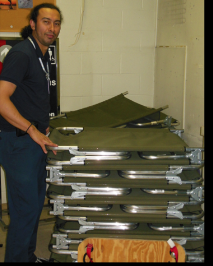 Stranded at Logan Airport cot distribution