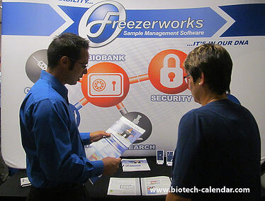 A researcher learns about new products at a past BioResearch Product Faire™ event in Seattle.