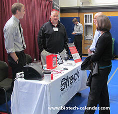 Researchers discuss new products with vendors at a past Biotechnology Vendor Showcase™ Event in San Francisco. 