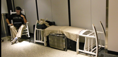 stranded at Logan Airport makeshift bed resized 600