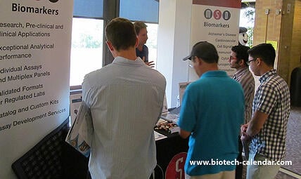 Columbus area researchers discuss new products with Meso Scale Discovery at the 2014 15th Annual BioResearch Product Faire™ Event at Ohio State University. 