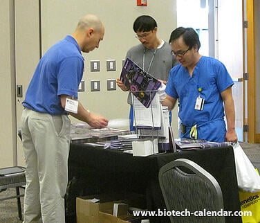 A lab supplier demonstrates products at a past BioResearch Product Faire™ Event in St. Louis. 