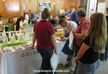 Researchers learn about new products available from GOLDBIO at at past BioResearch Product Faire™ Event in Durham. 