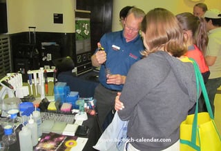 A lab product specialist demonstrating equipment at last year's trade fair